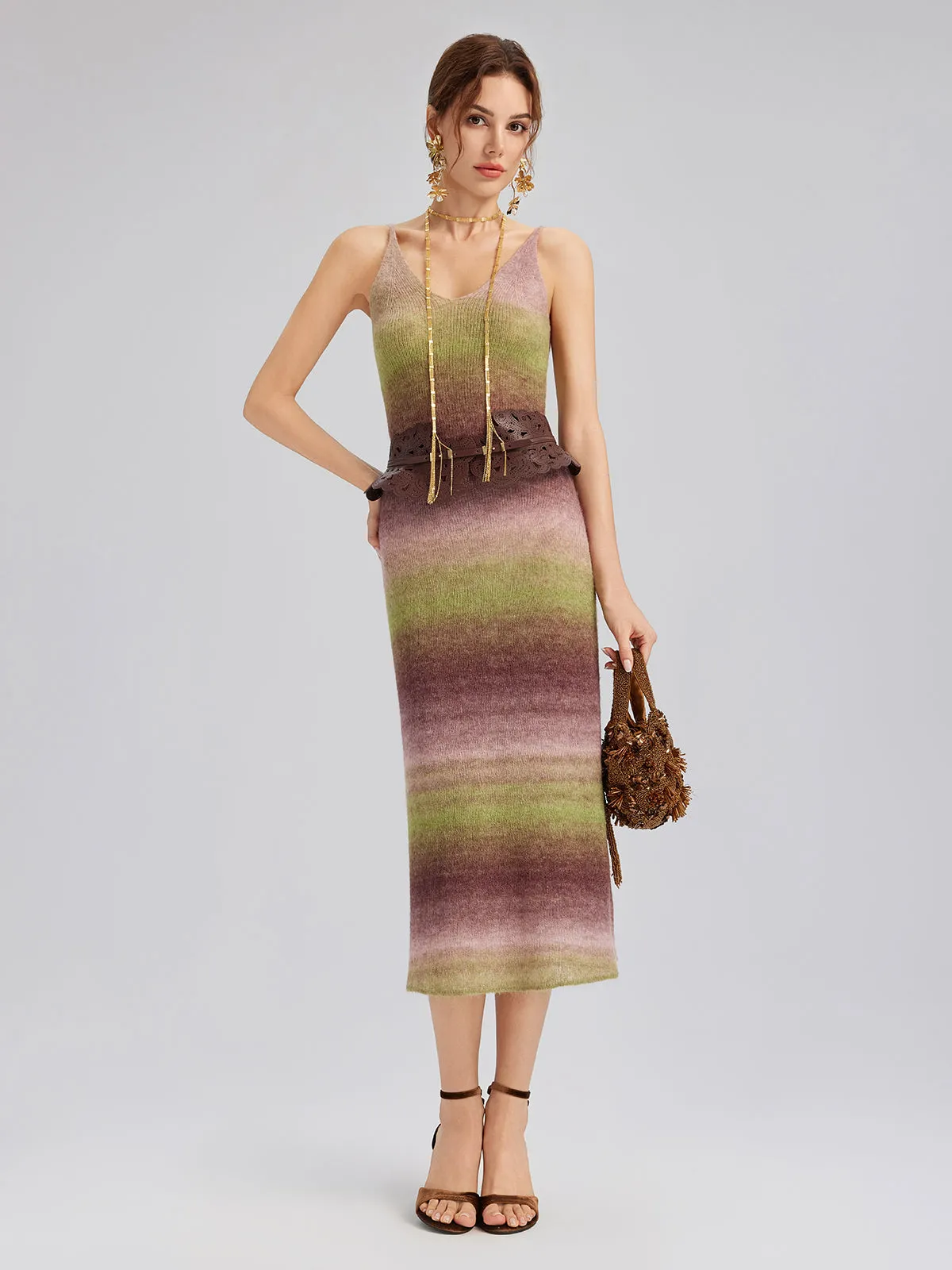 Multicolor Gradient Wool Knit Slip Dress sold by Rich Radi Q's product image thumbnail 5