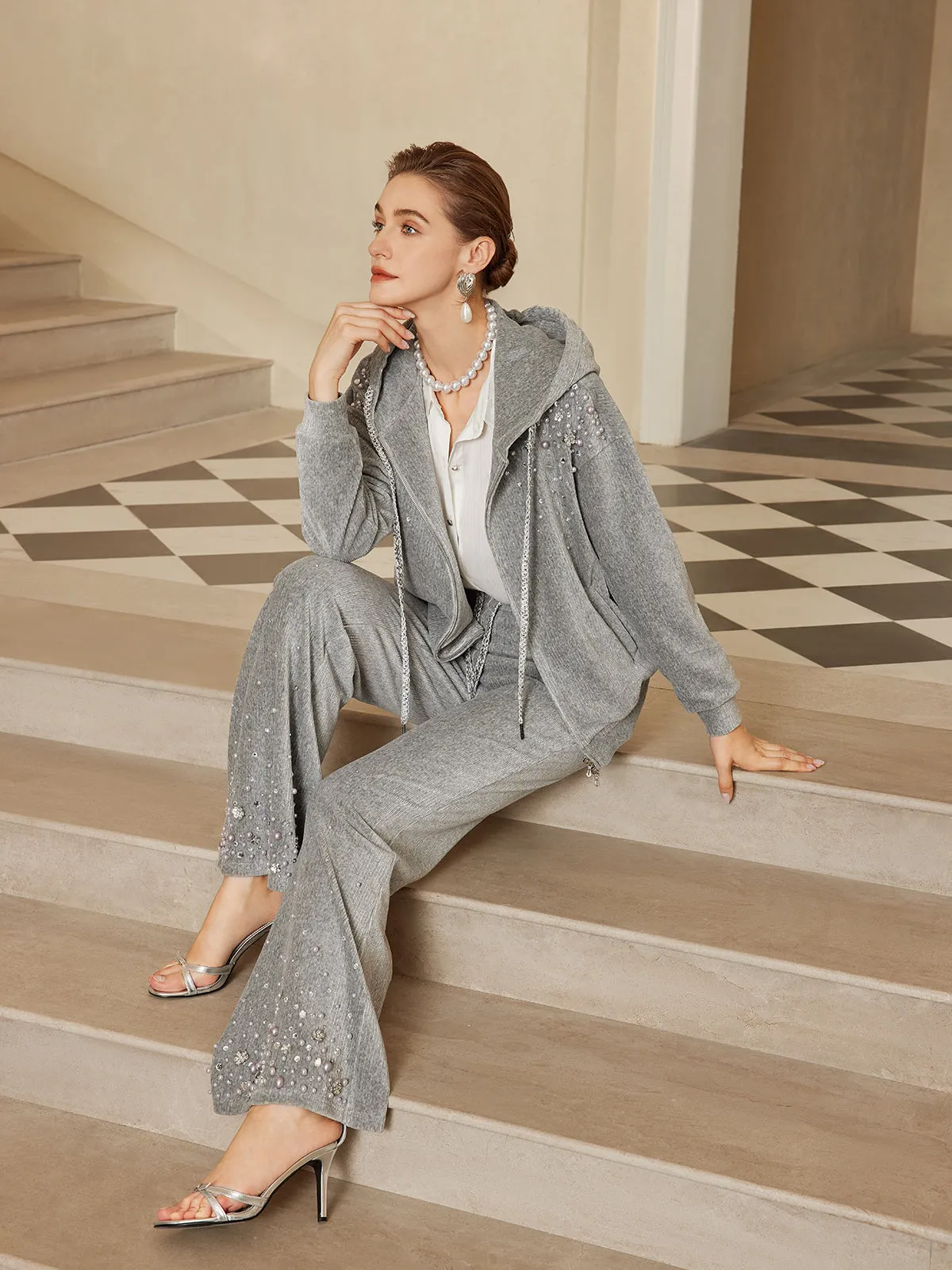 Chenille Ribbed Beaded Straight-Leg Pants sold by Rich Radi Q's product image thumbnail 4