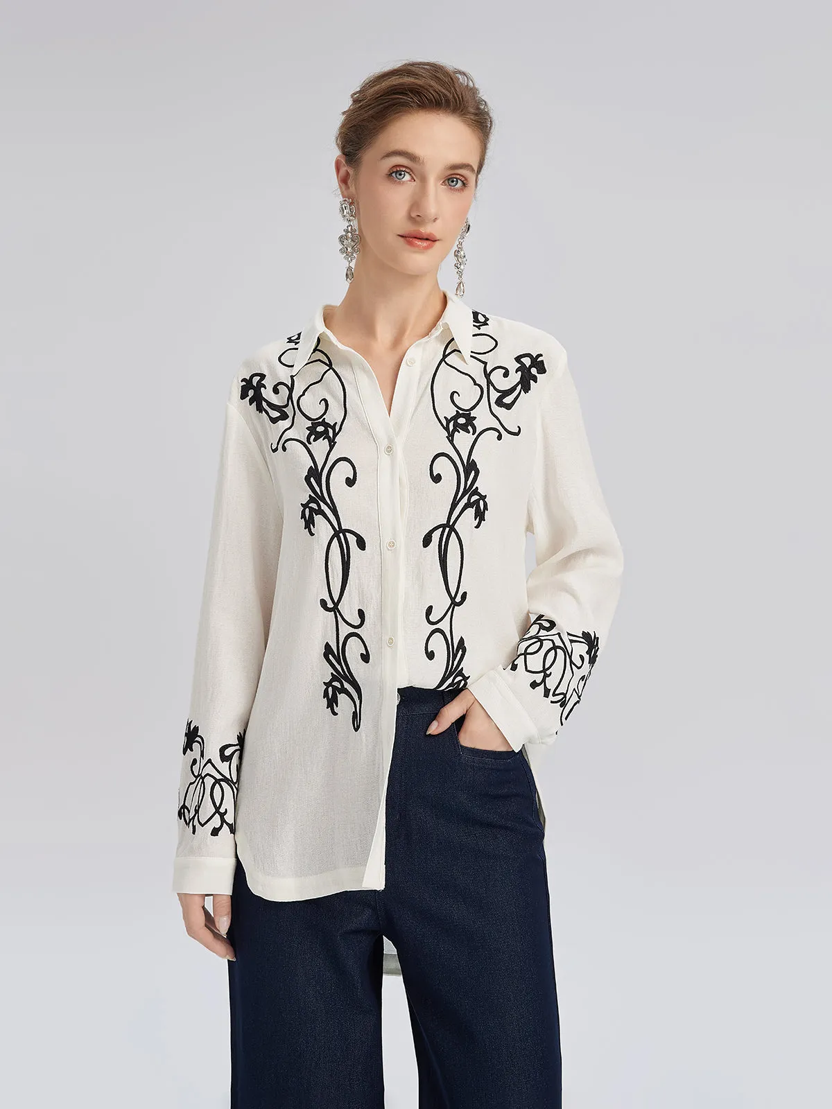 Linen Embroidered Relaxed Shirt sold by Rich Radi Q's
