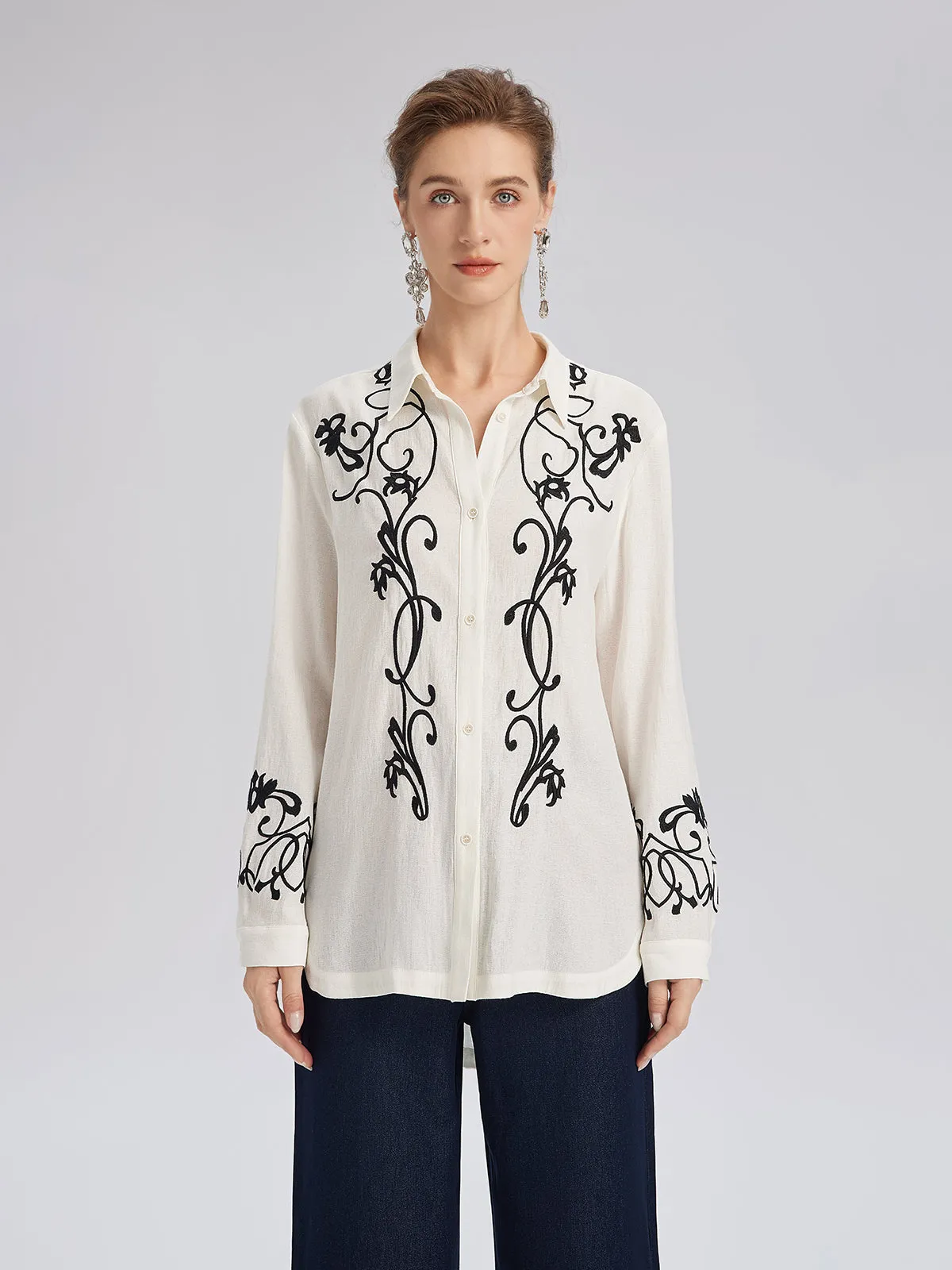 Linen Embroidered Relaxed Shirt sold by Rich Radi Q's product image thumbnail 2