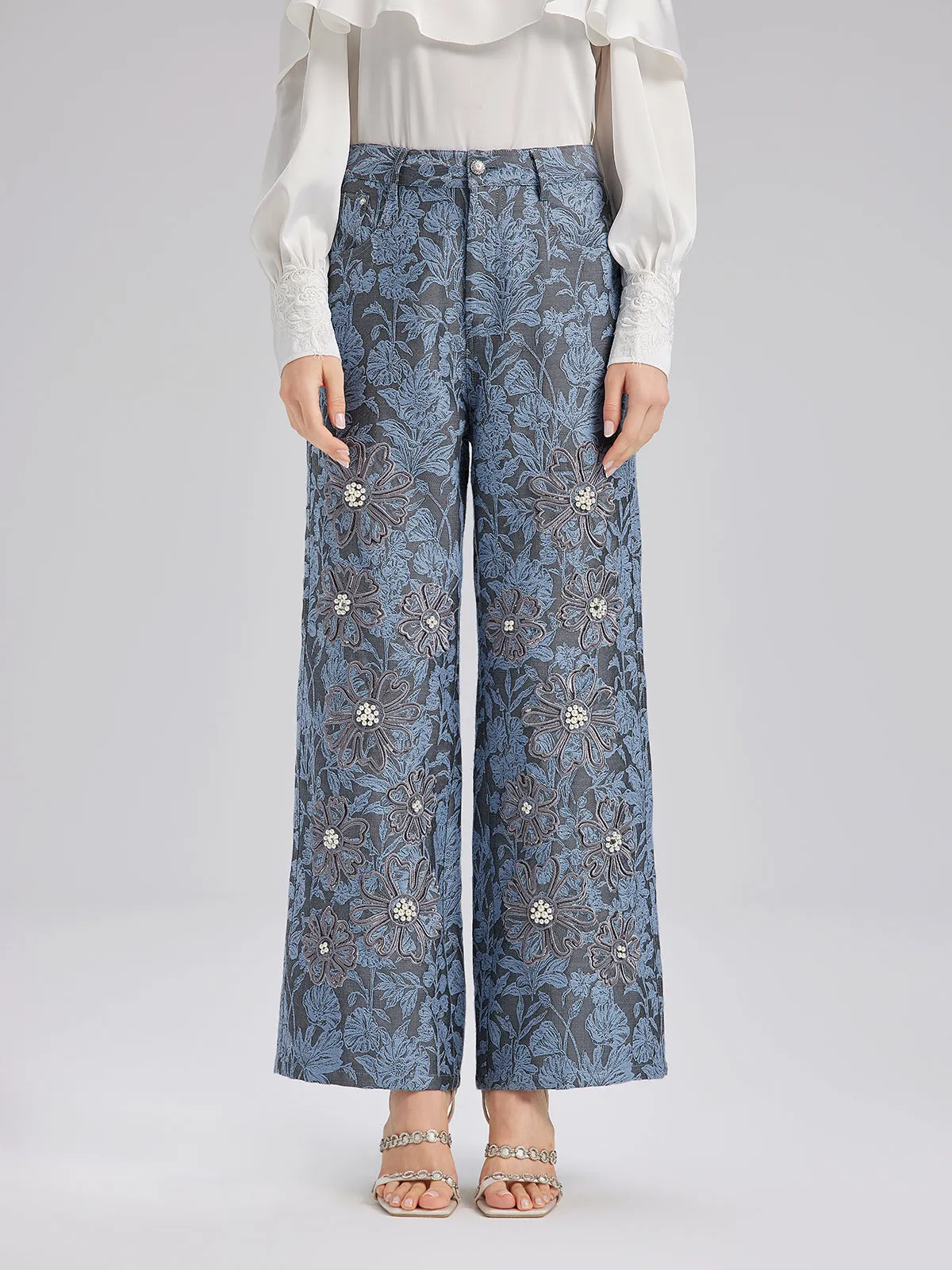 Jacquard Laser-Cut Crystal-Embellished Pants sold by Rich Radi Q's