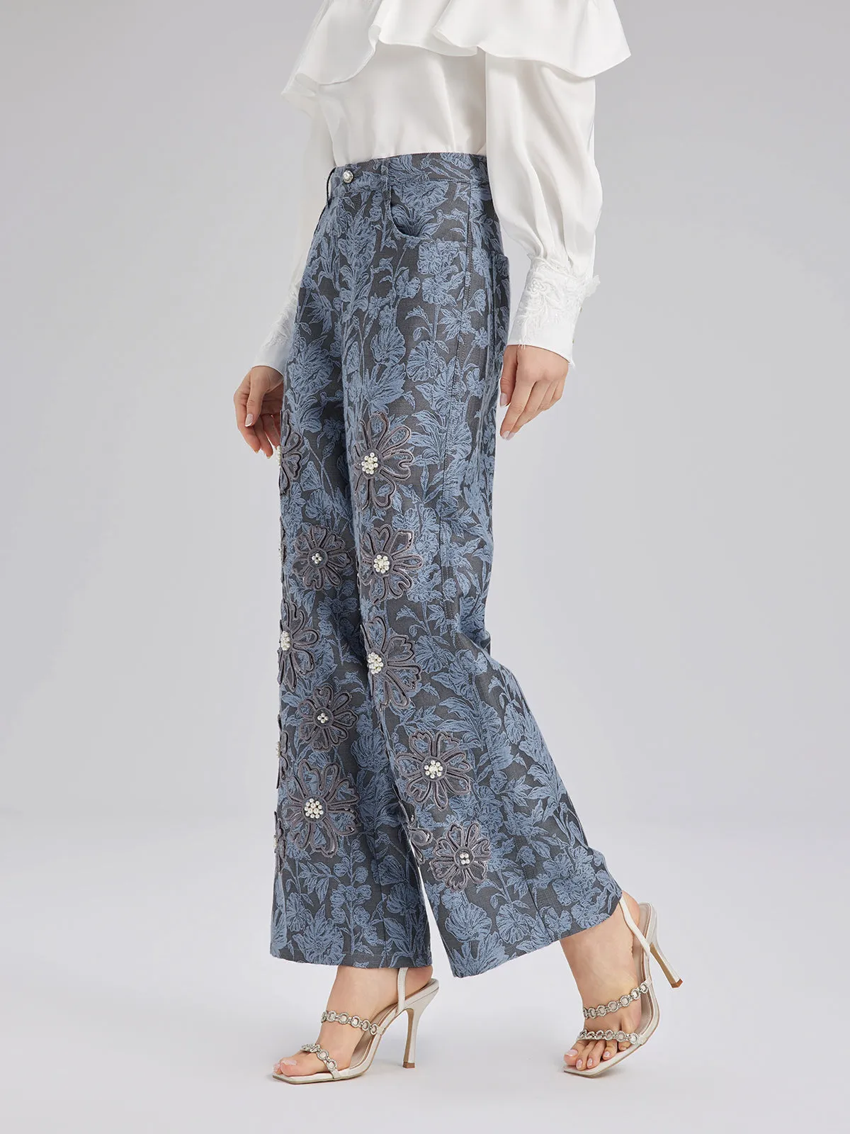 Jacquard Laser-Cut Crystal-Embellished Pants sold by Rich Radi Q's product image thumbnail 5
