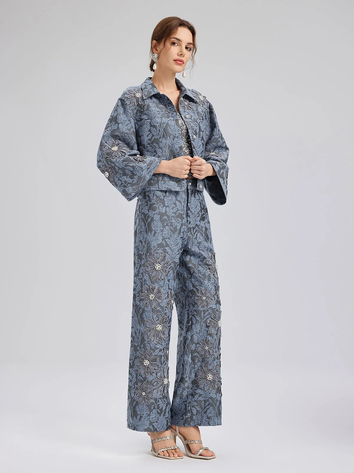 Jacquard Laser-Cut Crystal-Embellished Pants sold by Rich Radi Q's product image thumbnail 3