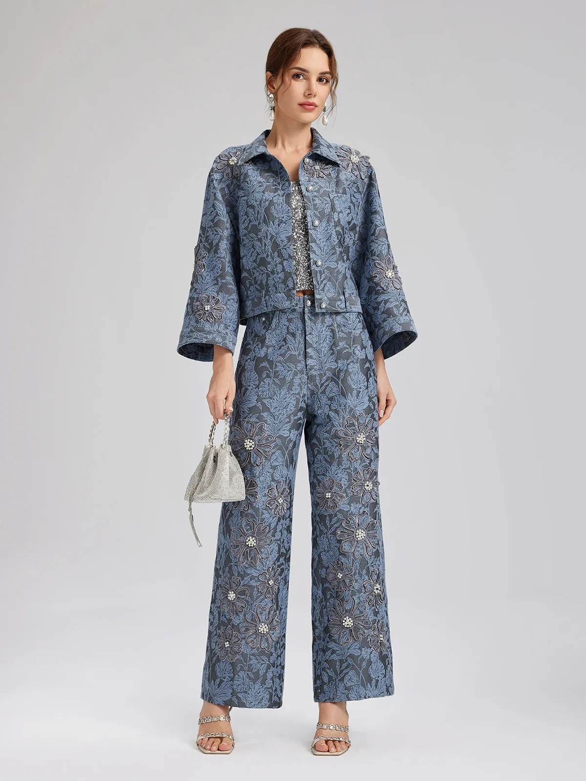 Jacquard Laser-Cut Crystal-Embellished Jacket sold by Rich Radi Q's product image thumbnail 2