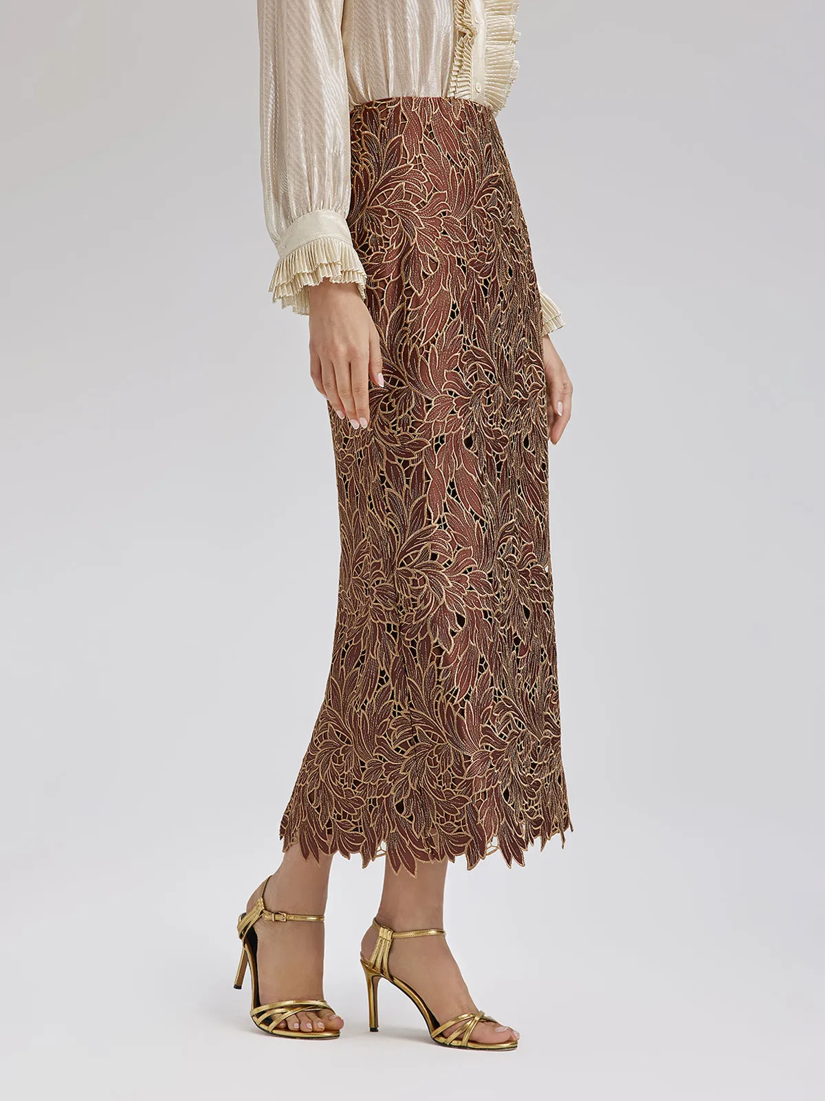 Water-Soluble Embroidery Concealed Zip Skirt sold by Rich Radi Q's product image thumbnail 4