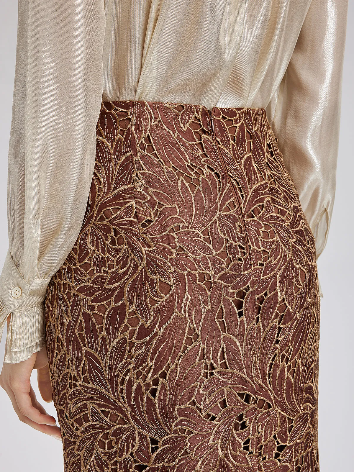 Water-Soluble Embroidery Concealed Zip Skirt sold by Rich Radi Q's product image thumbnail 5