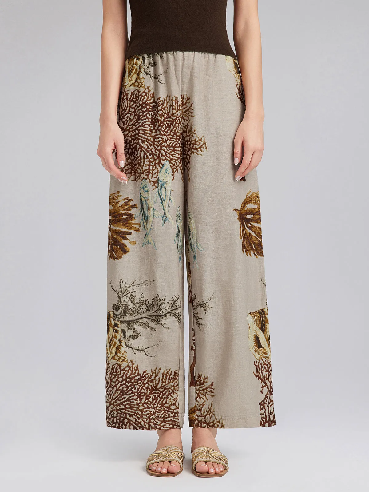 Printed Ramie Elastic-Waist Pants sold by Rich Radi Q's