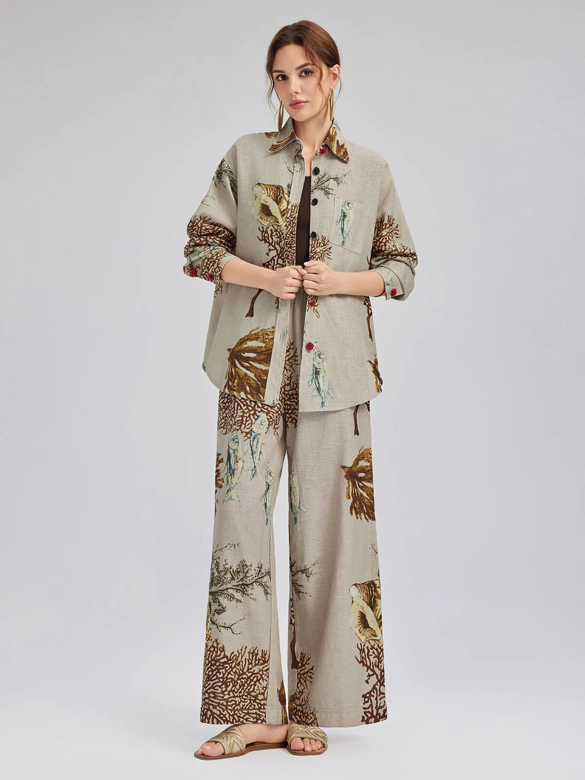 Printed Ramie Elastic-Waist Pants sold by Rich Radi Q's product image thumbnail 3