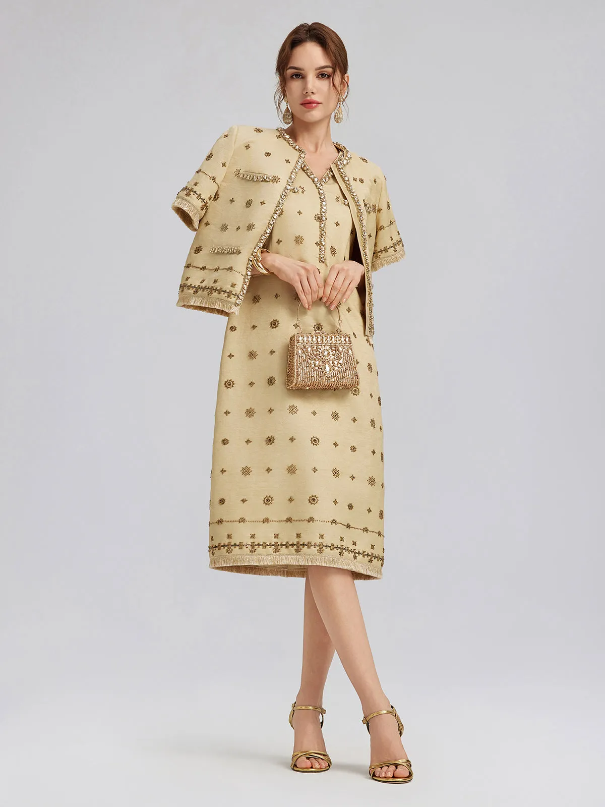 Hand-Beaded Fringe Cropped Jacket sold by Rich Radi Q's product image thumbnail 2