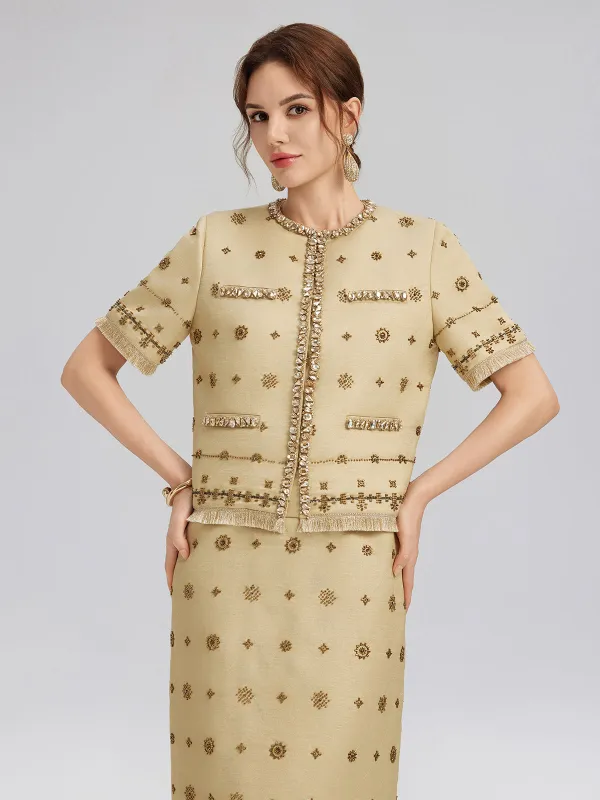 Hand-Beaded Fringe Cropped Jacket sold by Rich Radi Q's