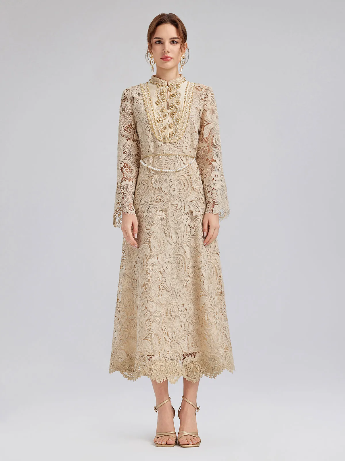 Baroque Guipure Lace A-Line Skirt sold by Rich Radi Q's product image thumbnail 3