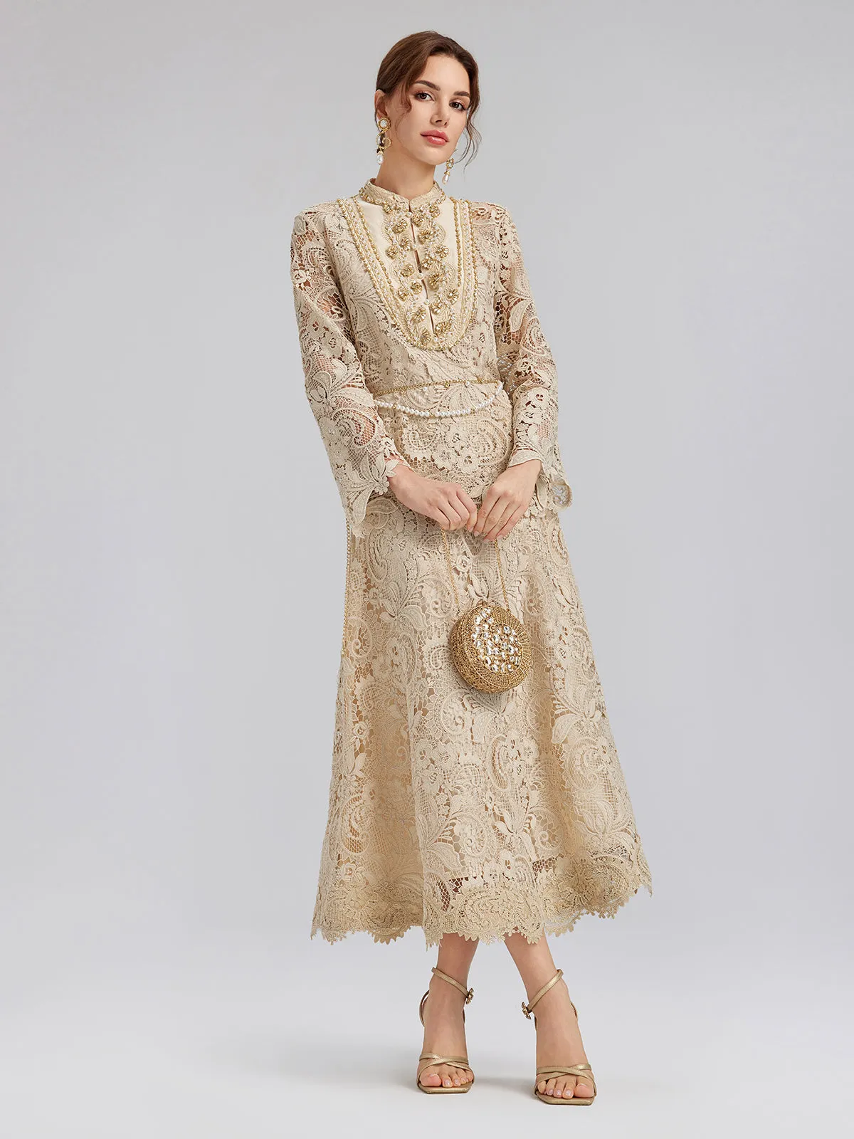 Baroque Guipure Lace A-Line Skirt sold by Rich Radi Q's product image thumbnail 4