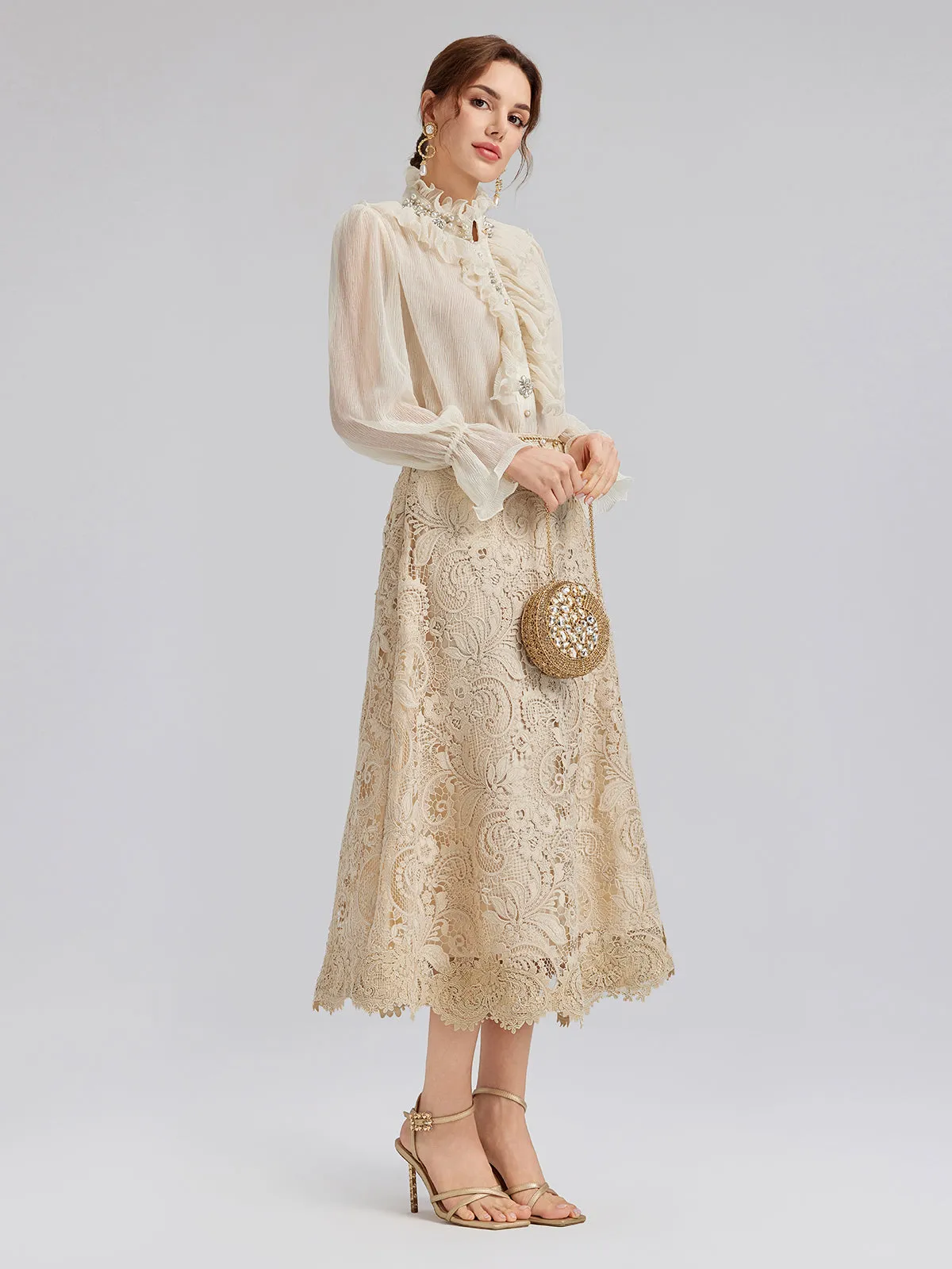 Baroque Guipure Lace A-Line Skirt sold by Rich Radi Q's product image thumbnail 2