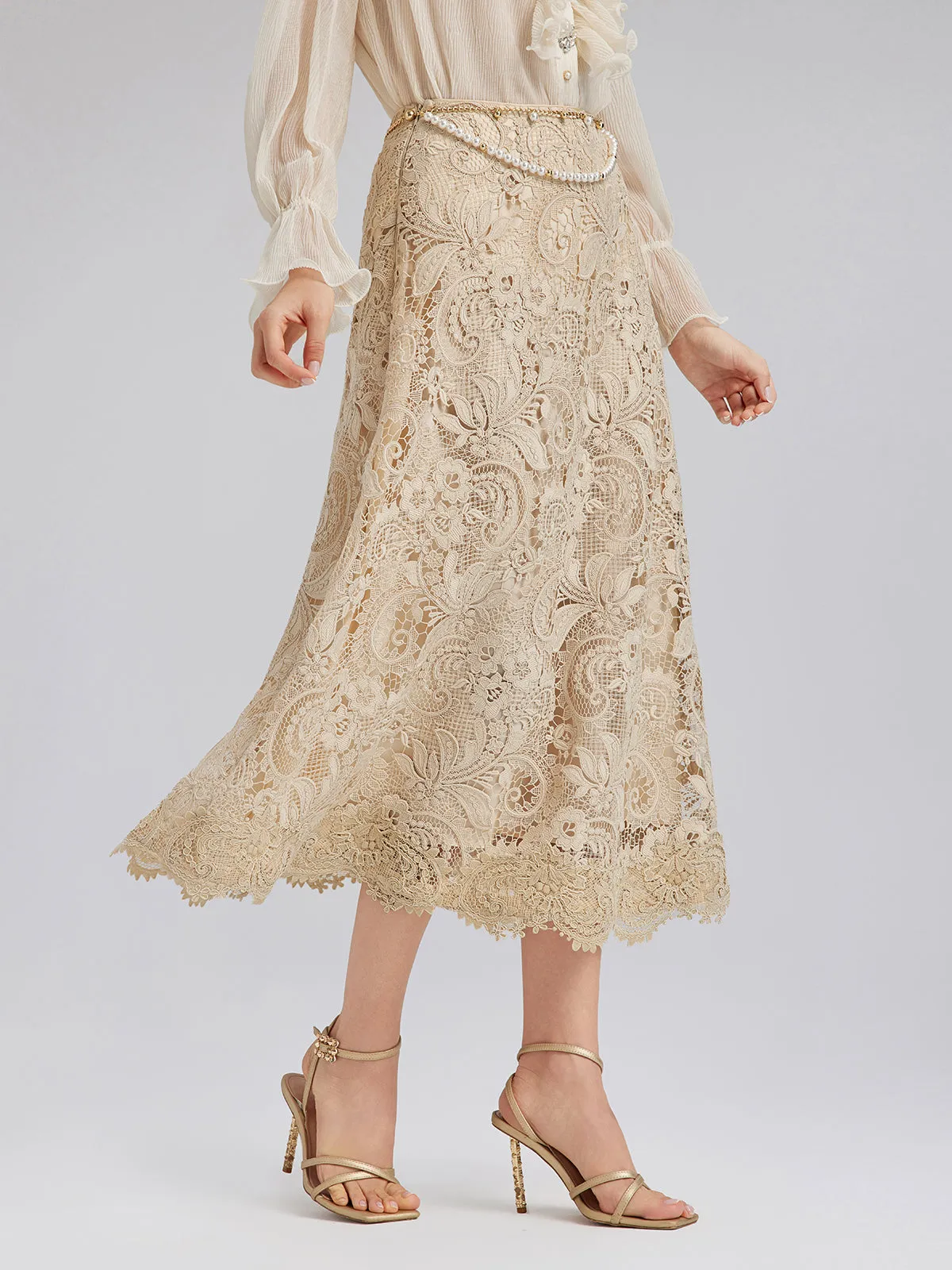 Baroque Guipure Lace A-Line Skirt sold by Rich Radi Q's