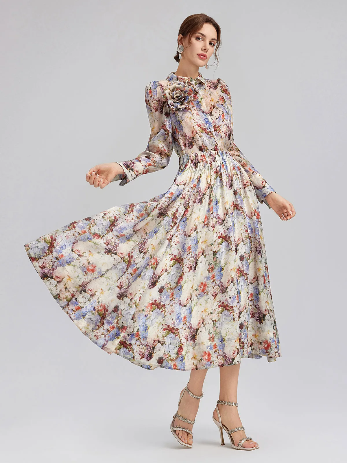 Silk Organza Baroque Print Shirt (Detachable Flower Included) sold by Rich Radi Q's product image thumbnail 2