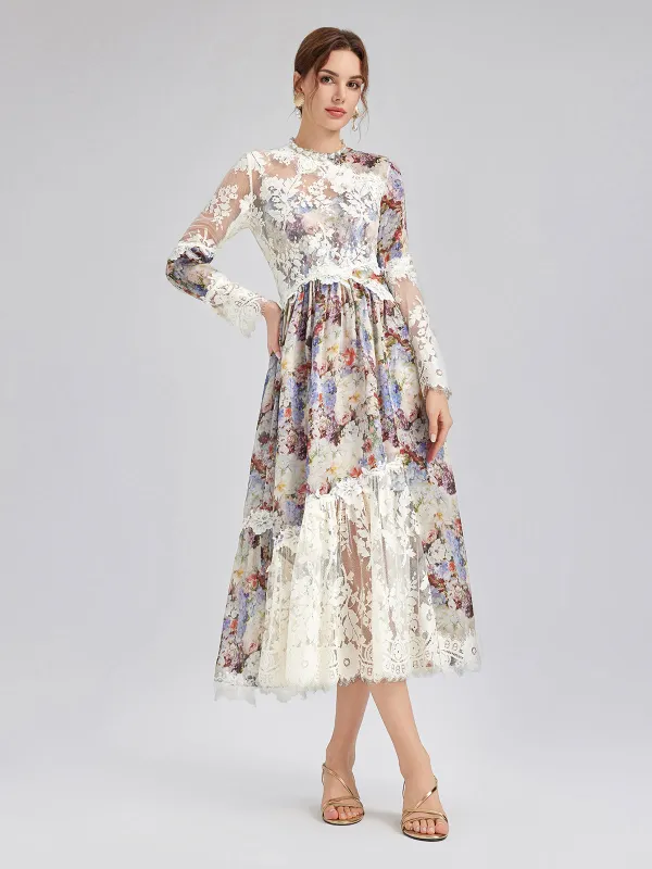 Baroque Silk Lace-Organza Panel Dress (100% Silk Floral Slip Included) sold by Rich Radi Q's