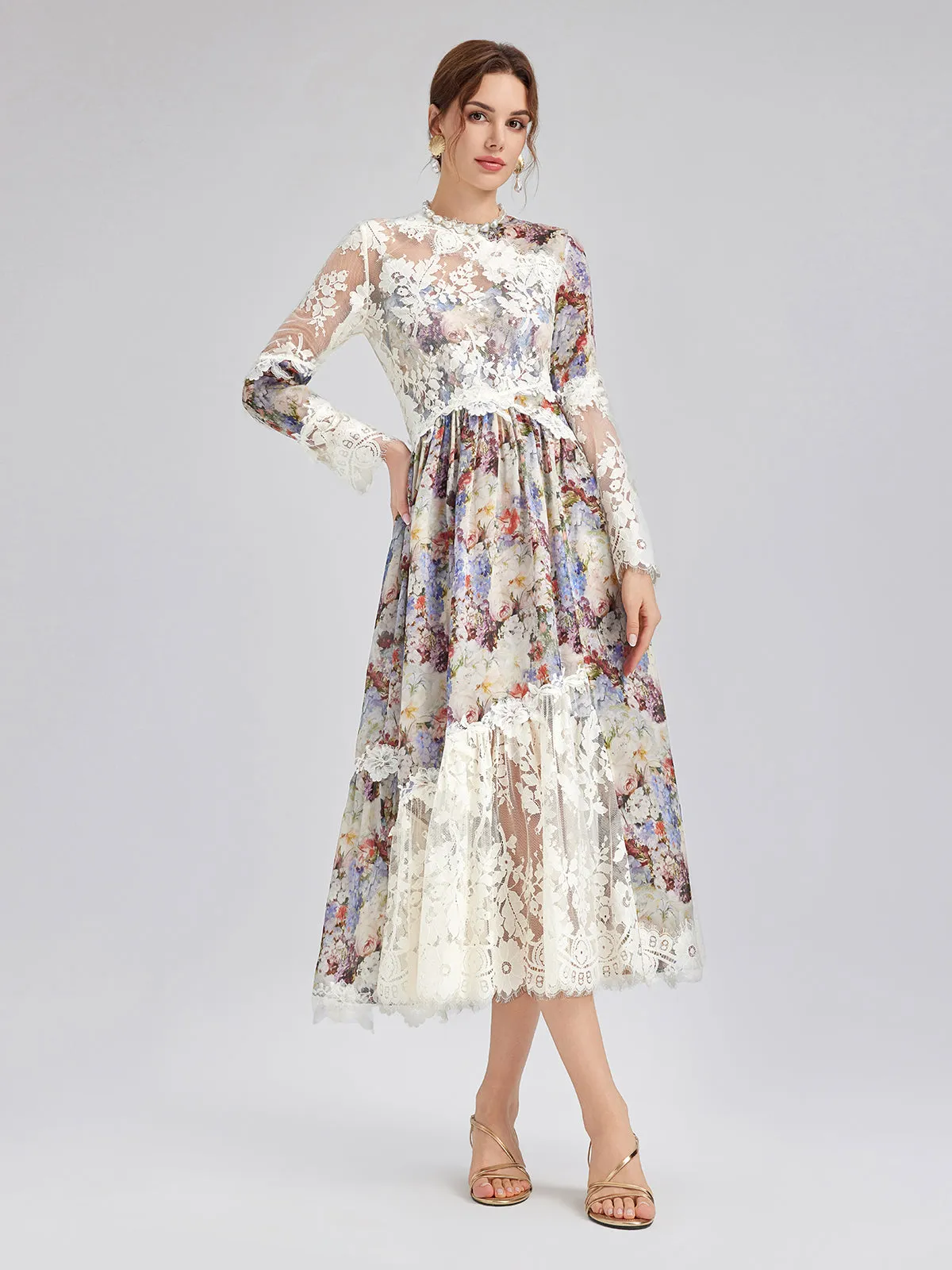 Baroque Silk Lace-Organza Panel Dress (100% Silk Floral Slip Included) sold by Rich Radi Q's