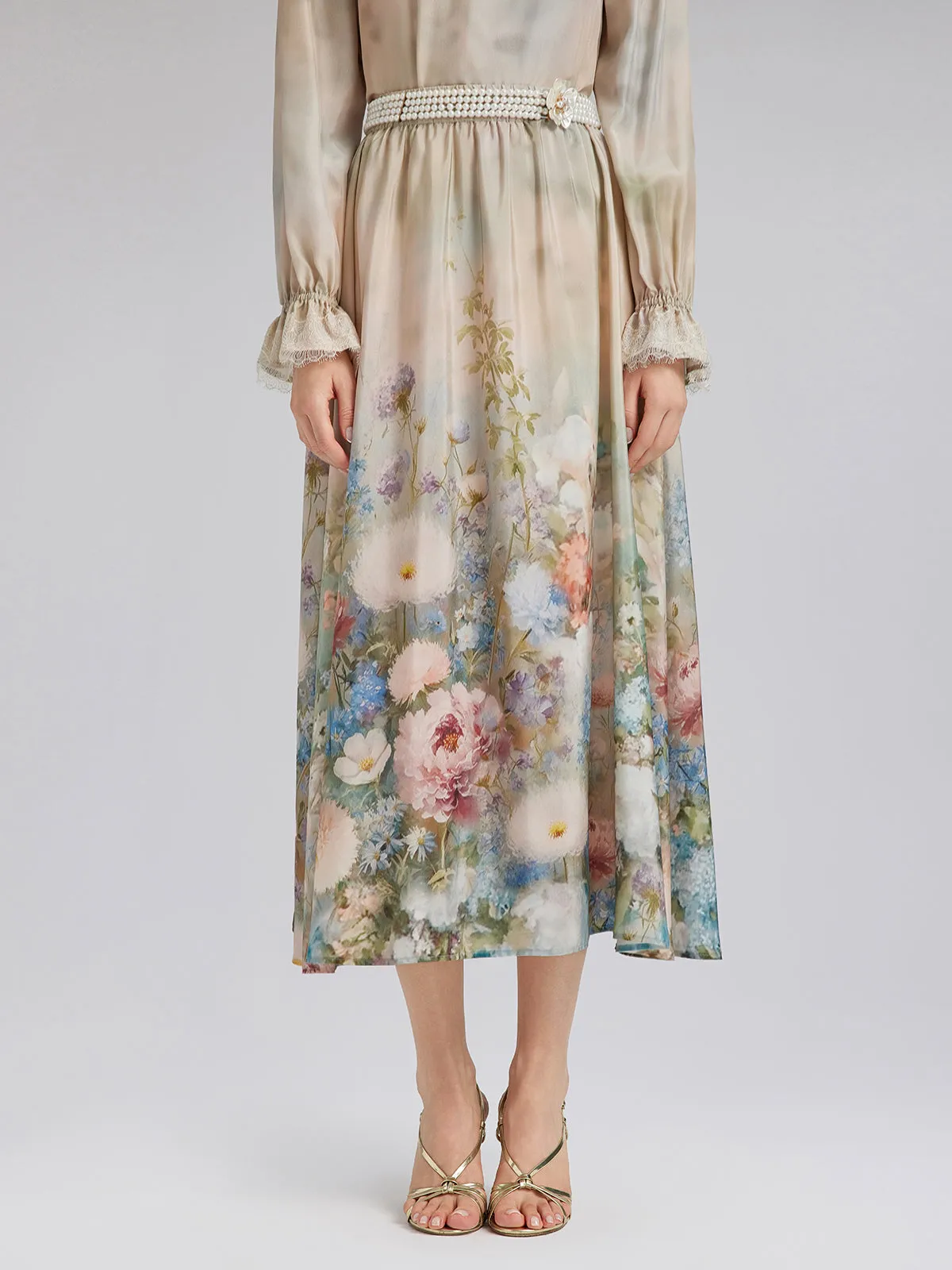 Impressionist Floral Silk Skirt sold by Rich Radi Q's product image thumbnail 5