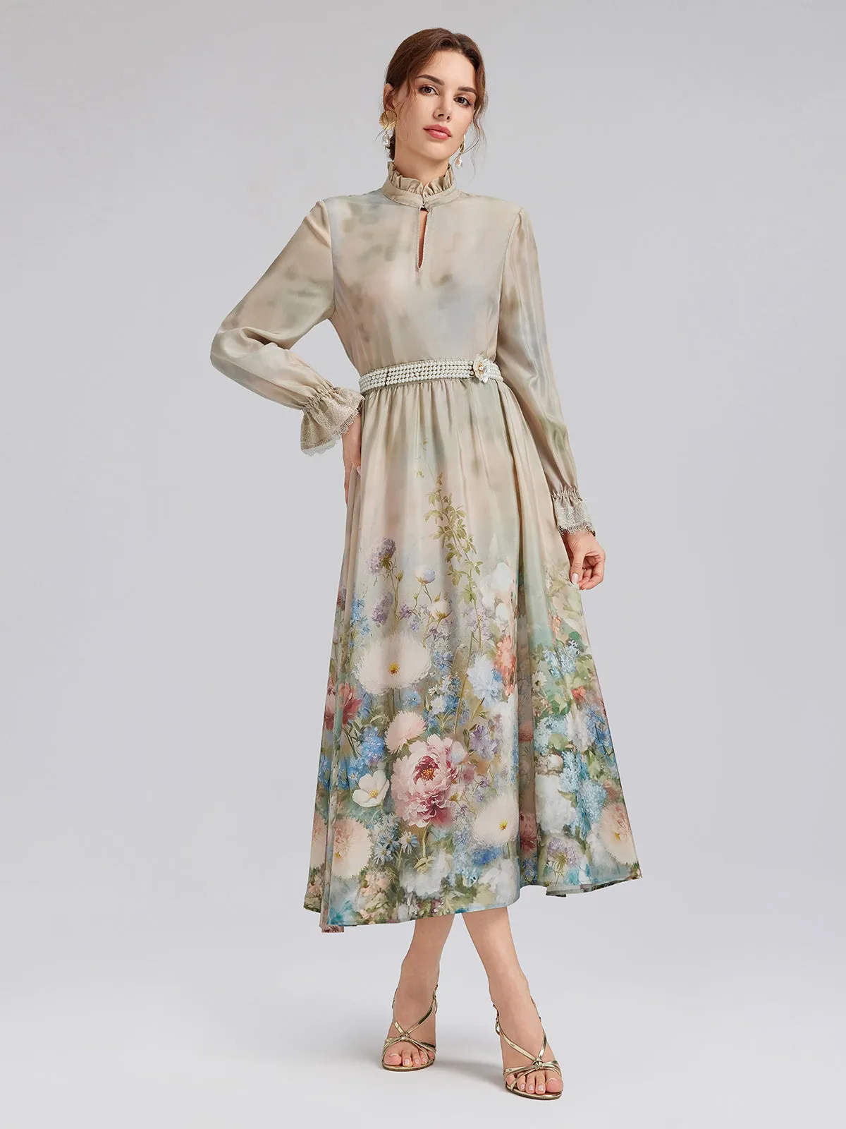 Impressionist Floral Silk Skirt sold by Rich Radi Q's product image thumbnail 3