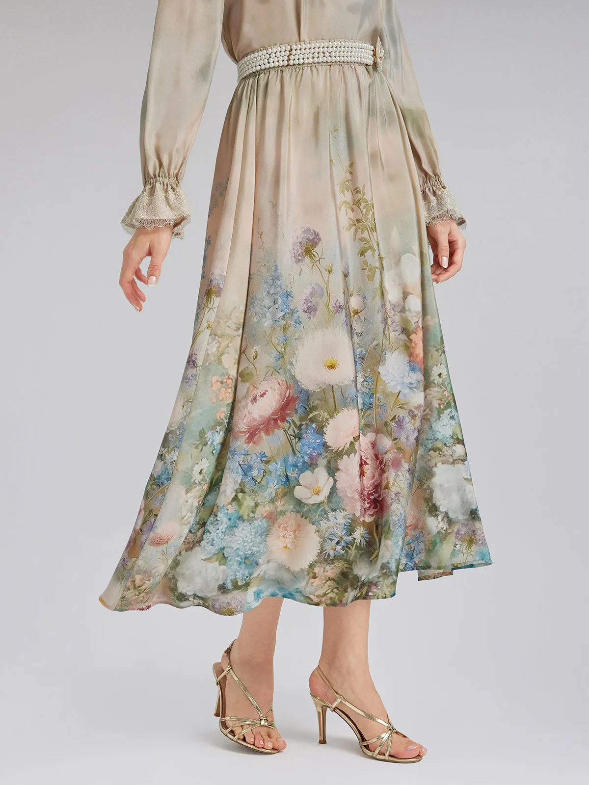 Impressionist Floral Silk Skirt sold by Rich Radi Q's product image thumbnail 4