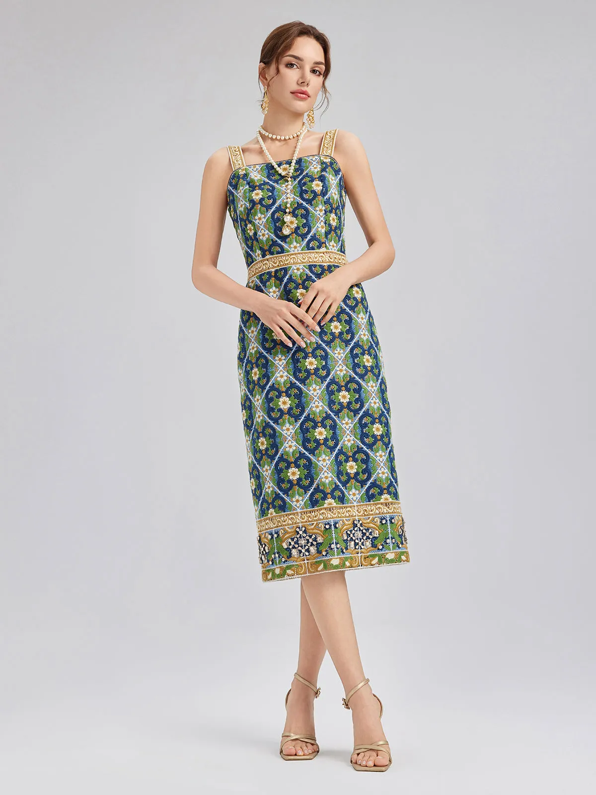 Crystal-Trim Guipure Lace Slip Dress sold by Rich Radi Q's