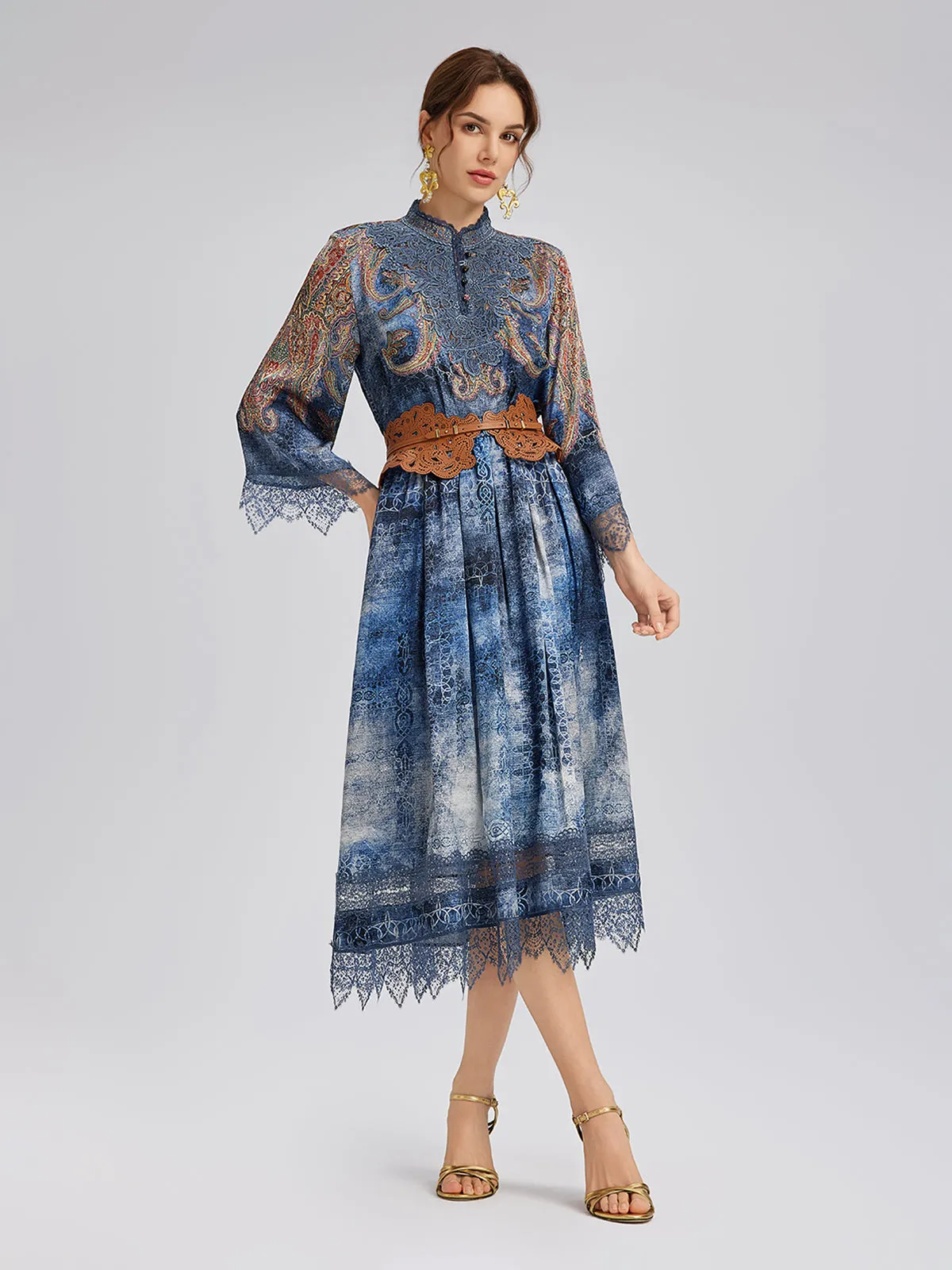 100% Silk Paisley Tie-Dye Stand Collar Blouse sold by Rich Radi Q's product image thumbnail 2