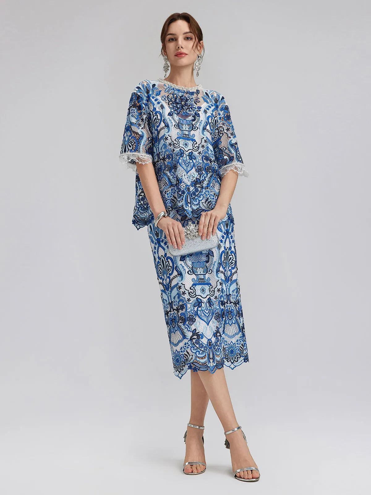 Guipure Lace Back Vent Skirt sold by Rich Radi Q's product image thumbnail 3