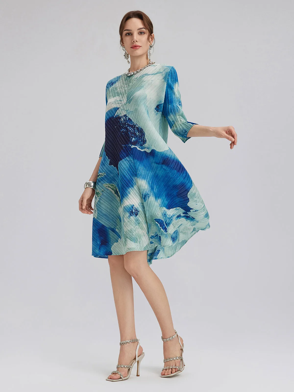 Abstract-Print Pleated Midi Dress sold by Rich Radi Q's