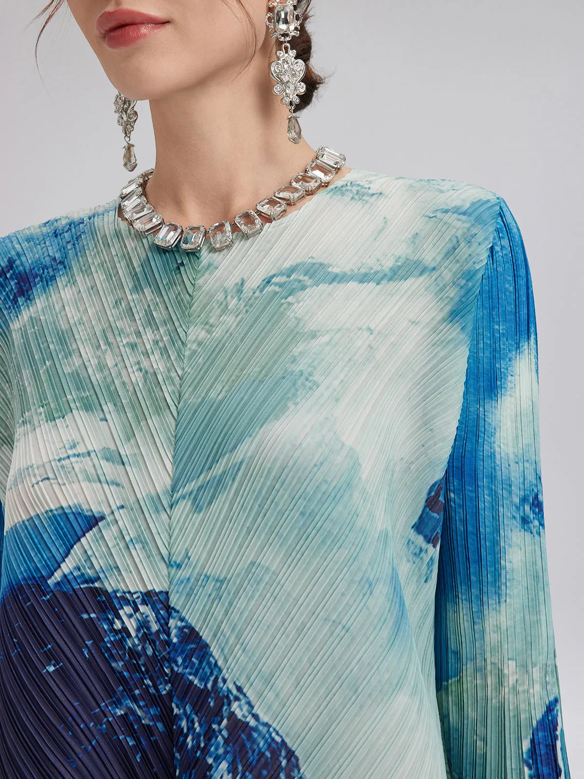 Abstract-Print Pleated Midi Dress sold by Rich Radi Q's product image thumbnail 5