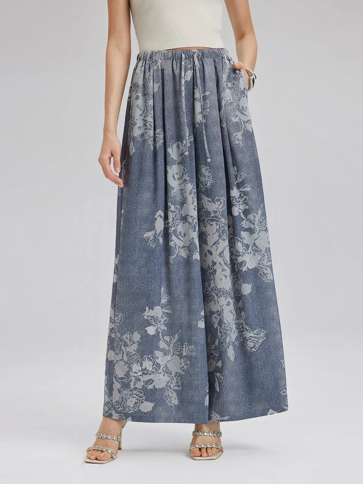 Burnout Floral Drawstring Pants sold by Rich Radi Q's