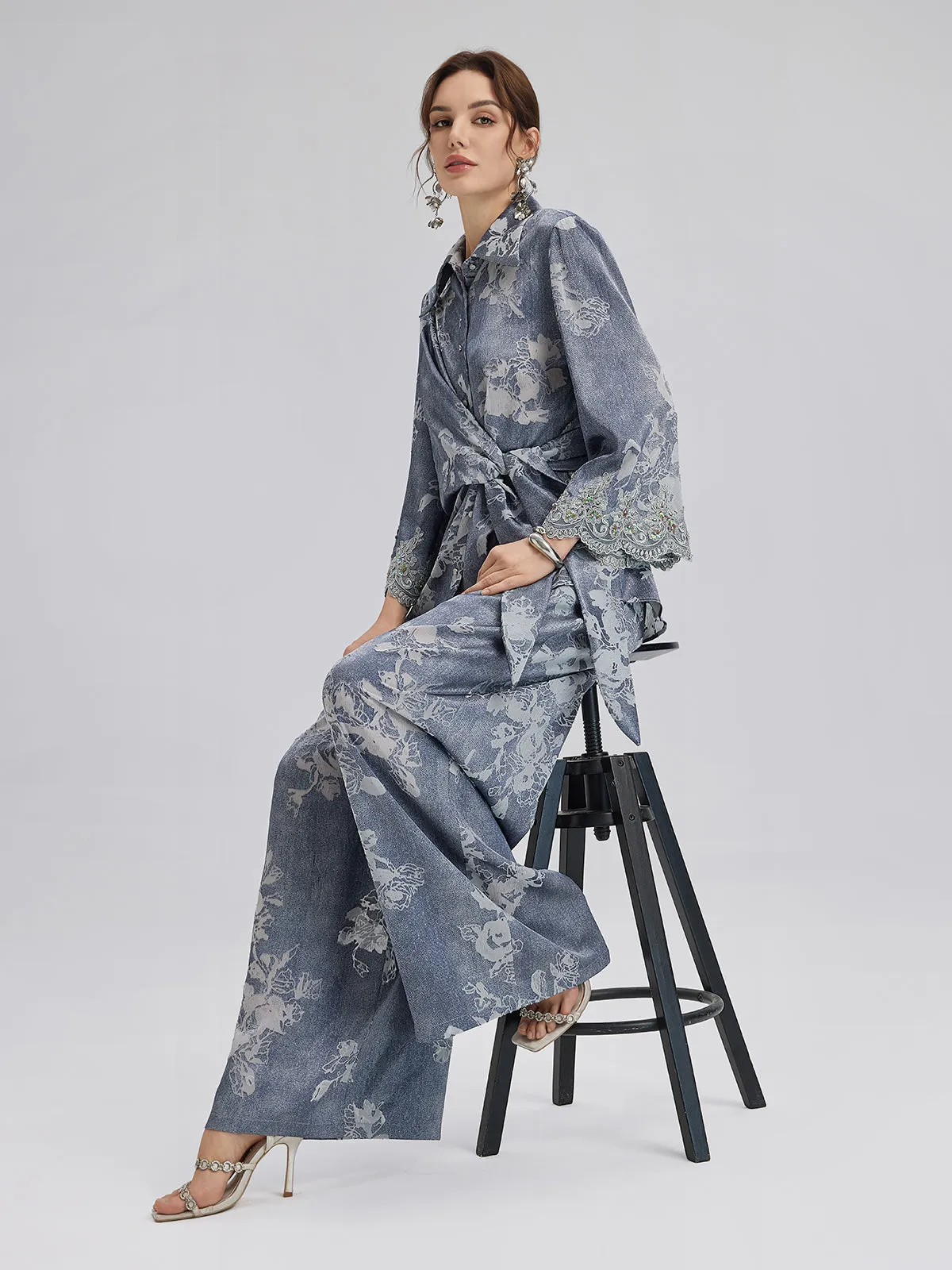 Burnout Floral Drawstring Pants sold by Rich Radi Q's product image thumbnail 4