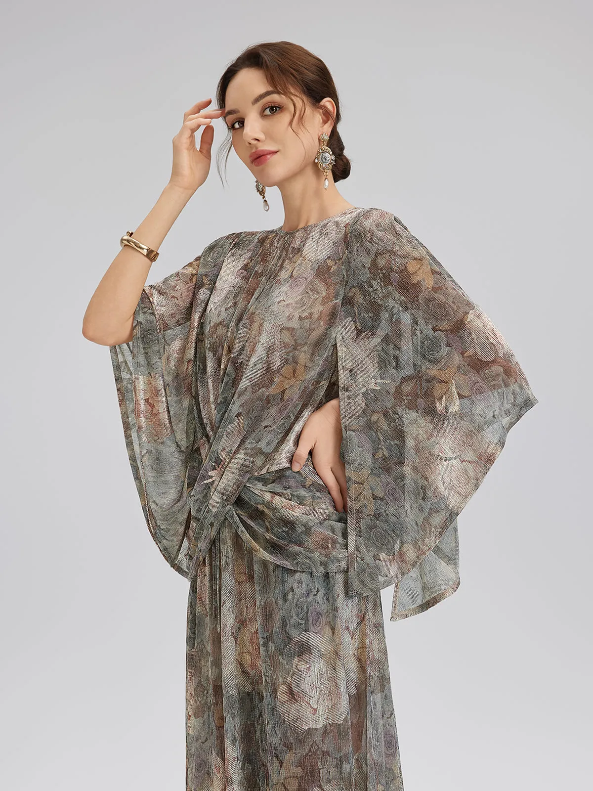 Foil-Printed Lurex Knit Crossover Top sold by Rich Radi Q's product image thumbnail 5