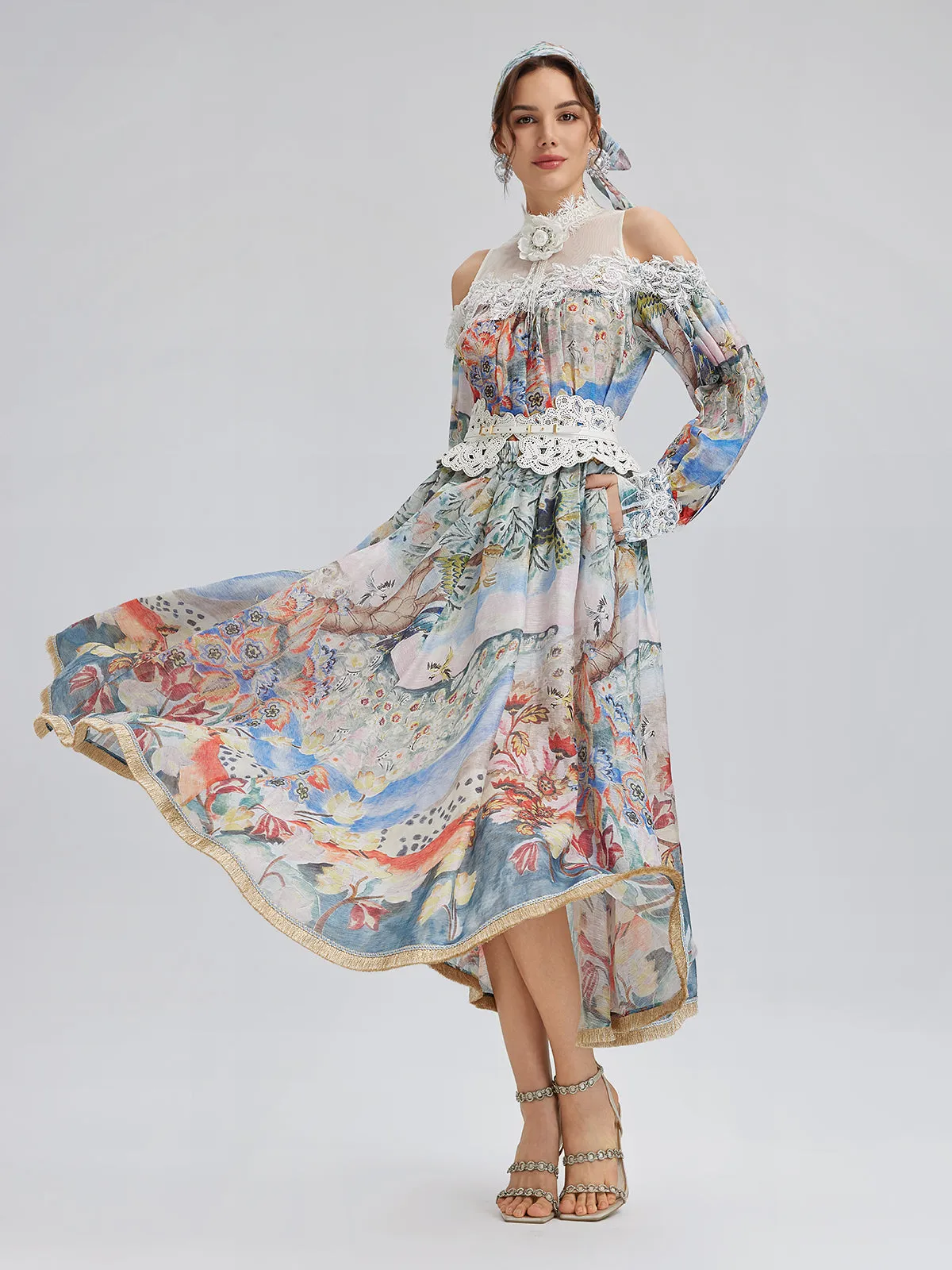 Oil Painting Print Silk-Linen Mesh Blouse sold by Rich Radi Q's product image thumbnail 2