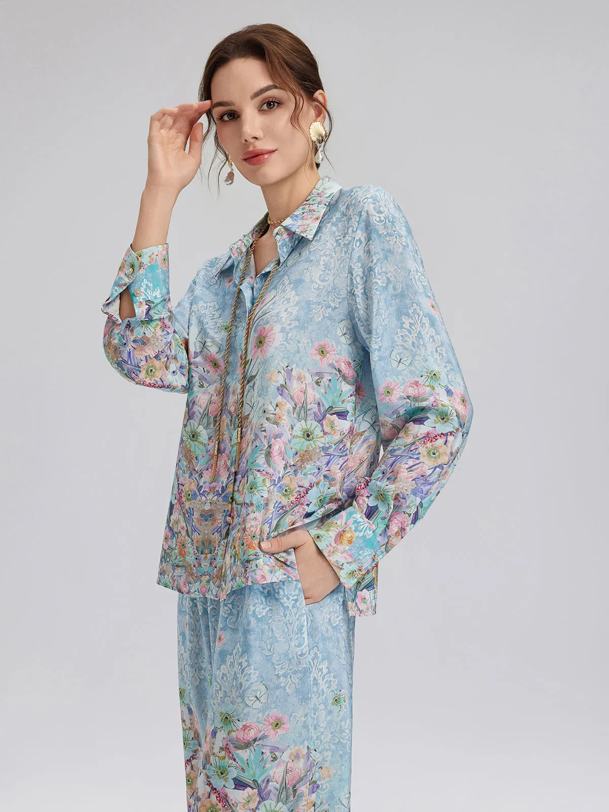Silk Double Crepe Printed French Shirt sold by Rich Radi Q's product image thumbnail 3