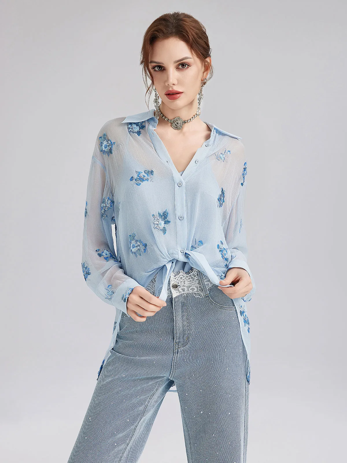 Silk Floral Embroidered Shirt sold by Rich Radi Q's product image thumbnail 2