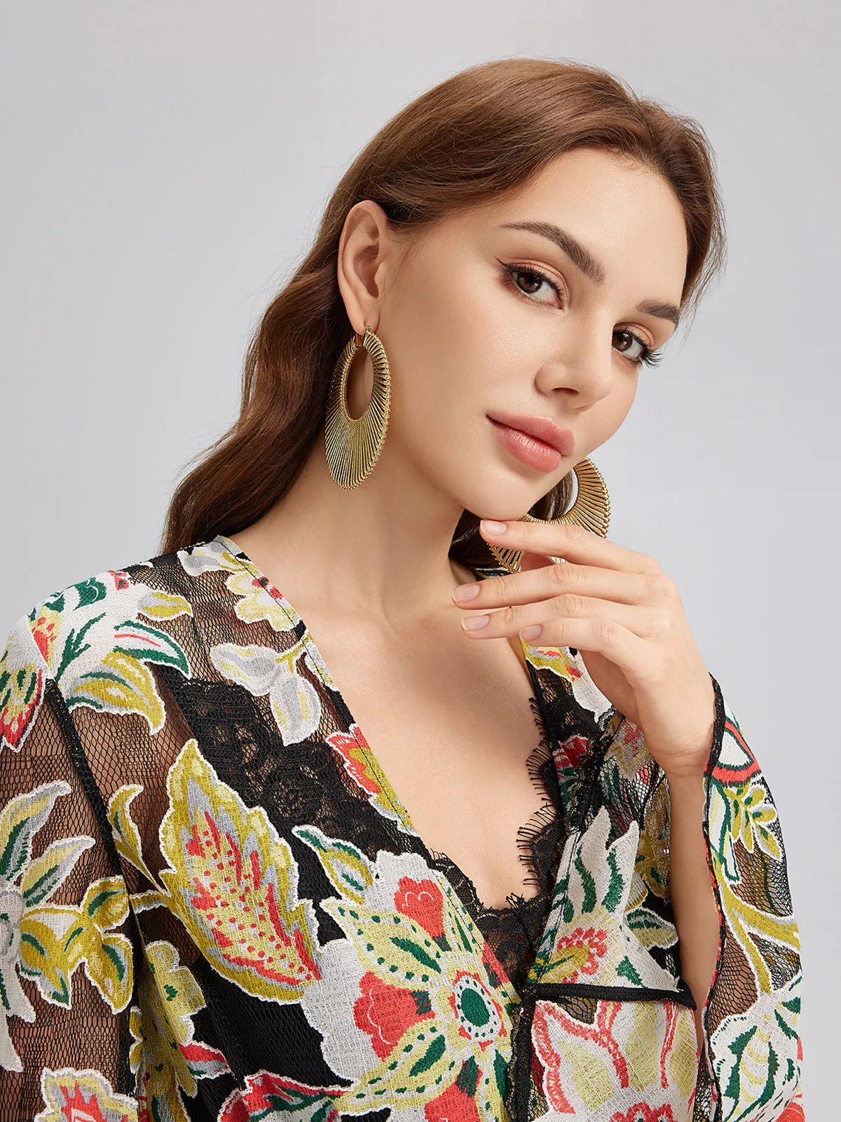 Sculpted Fan Statement Earrings sold by Rich Radi Q's product image thumbnail 5