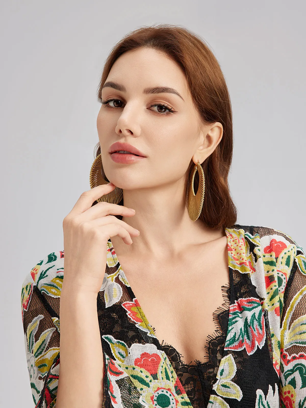 Sculpted Fan Statement Earrings sold by Rich Radi Q's product image thumbnail 4