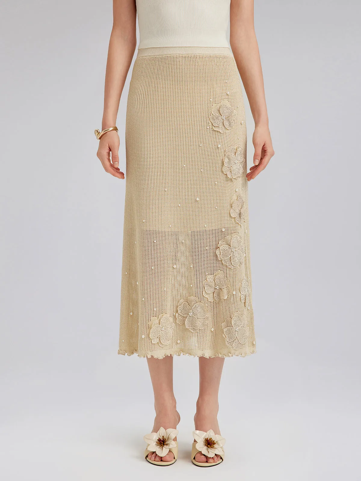 Hand-Lace Beaded Knit Skirt sold by Rich Radi Q's product image thumbnail 5