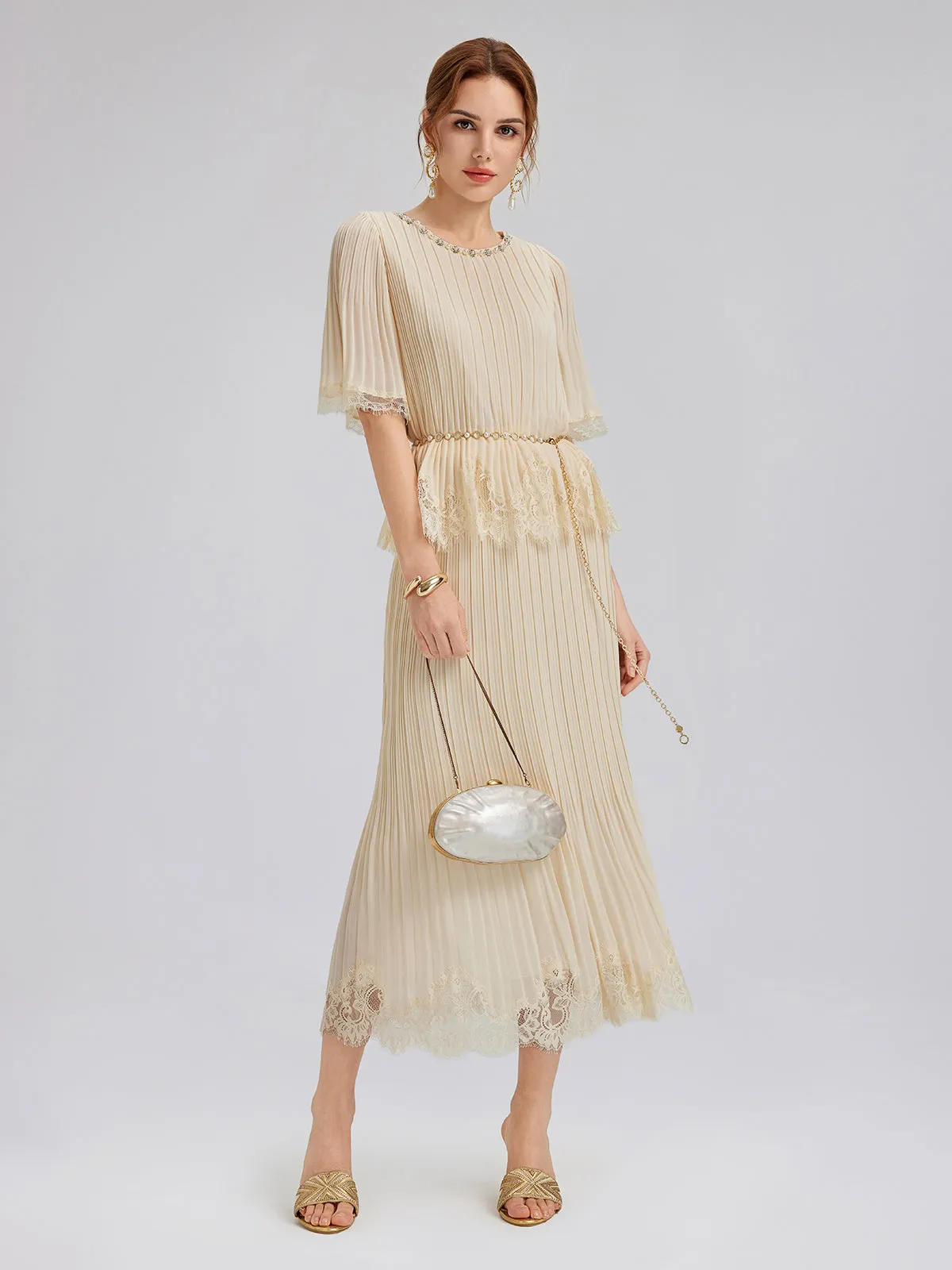 Pleated Lace Stretch Waist Set sold by Rich Radi Q's