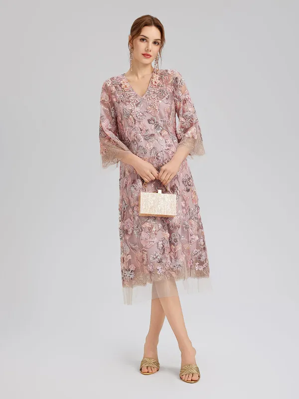V-Neck Embroidered Sequin Floral Dress sold by Rich Radi Q's