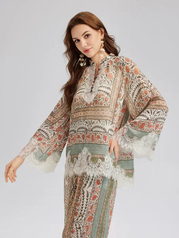 Botanical Lace Panel Resort Top sold by Rich Radi Q's