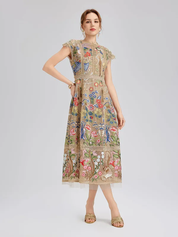 Embroidered Colorful Floral Artistic Dress sold by Rich Radi Q's