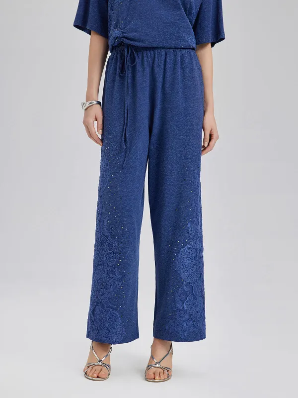 Hand-Lace Appliqué Knit Pants made by Rich Radi Q's