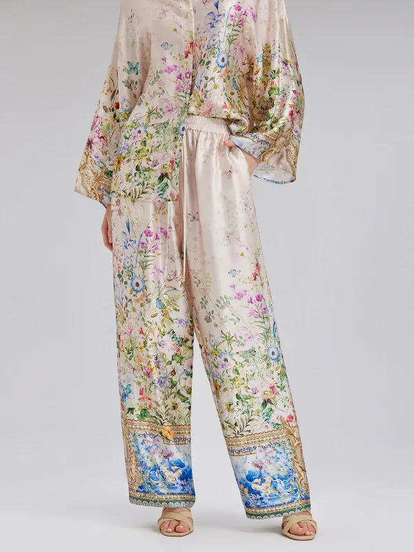 Silk Satin Floral Print Pants (100% Silk) sold by Rich Radi Q's