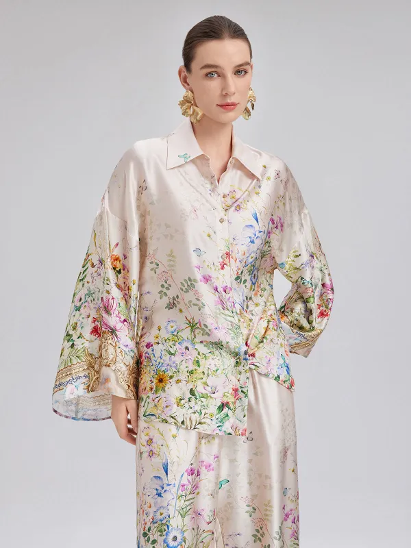 Silk Satin Floral Print Shirt (100% Silk) sold by Rich Radi Q's