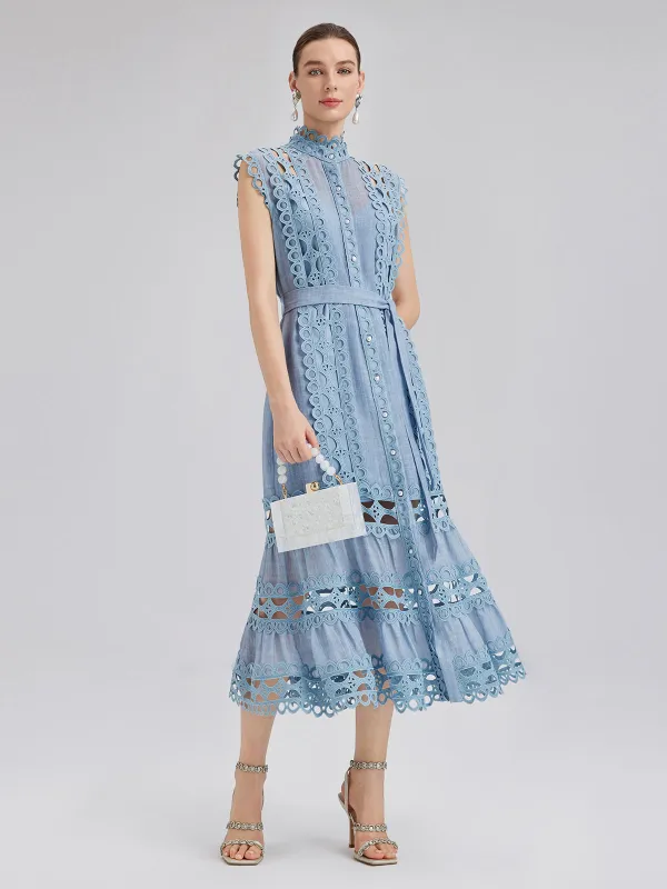 Cutout Stand Collar Sleeveless Dress sold by Rich Radi Q's