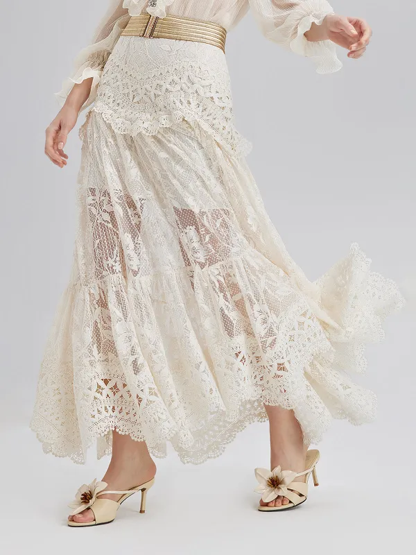 Lace Pleated Romantic French-Style Skirt sold by Rich Radi Q's