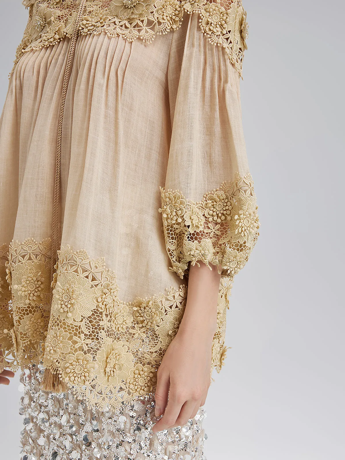 Lyocell Panelled Pleated Floral Lace Top sold by Rich Radi Q's product image thumbnail 5