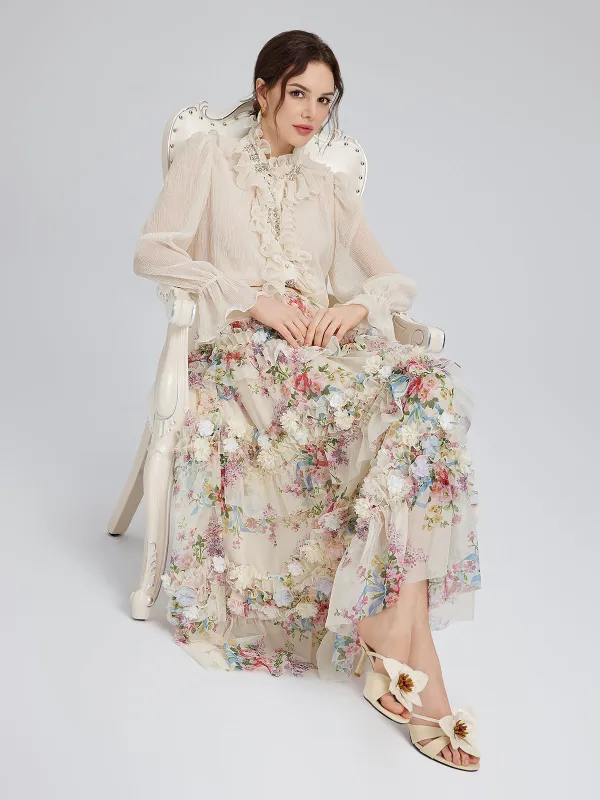 Handcrafted Floral French-Inspired Tulle Skirt made by Rich Radi Q's