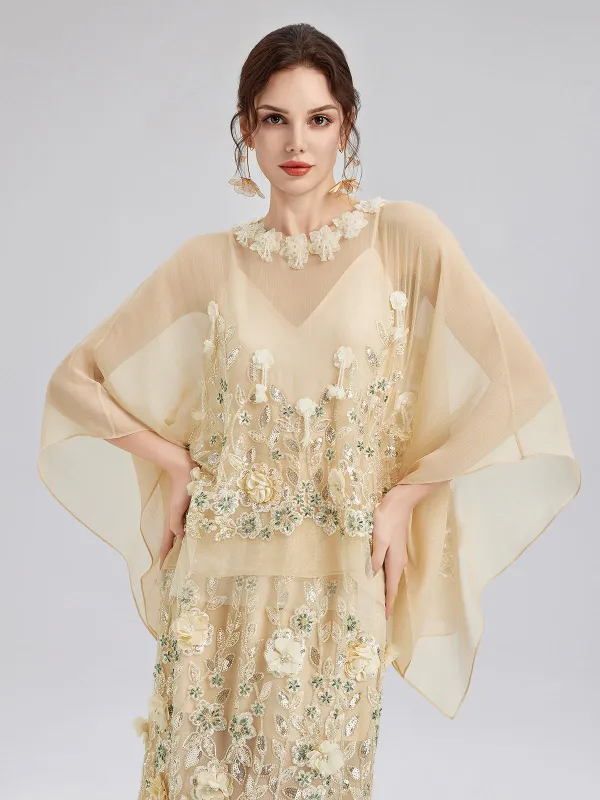 Embellished Floral Sequin Chiffon Blouse made by Rich Radi Q's